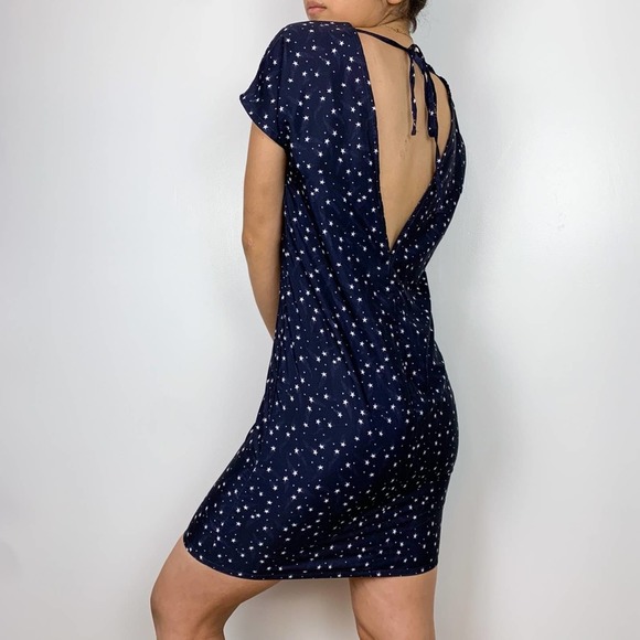 Noisy May ASOS Navy Blue Star Low Back Shift Mini Dress Size Extra Small - Picture 9 of 13